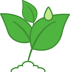 Green Plant Icon. Vector Icon. Young Sajanets Growing from the Earth. Organic Farming Concept