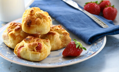 homemade buns with berries for dessert