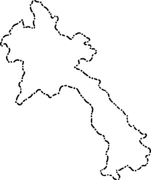 recommend clip art: dash line doodle drawing of laos map.
