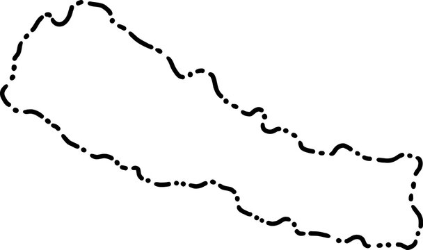 recommend clip art: dash line doodle drawing of nepal map.