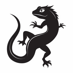 lizards black silhouette vector illustration icon