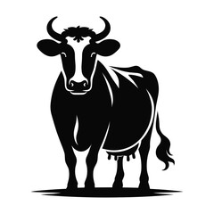 Black silhouette of domestic cow on a white background vector illustration