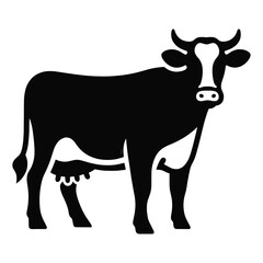 Black silhouette of domestic cow on a white background vector illustration