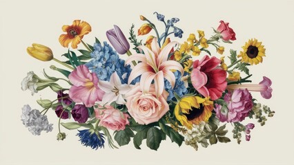 A stunning illustration of an array of vibrant and diverse flowers