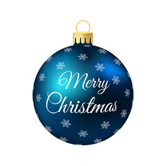 Dark blue Christmas tree toy or ball Volumetric and realistic color illustration