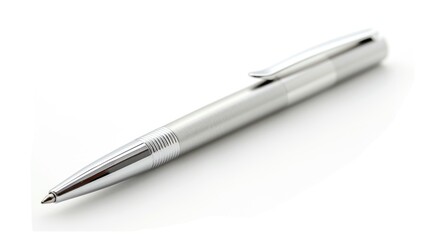 Silver pen on a white background