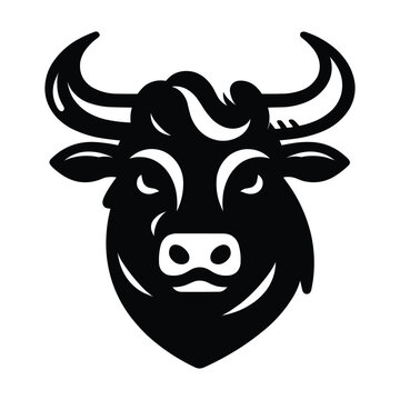 Bull head mascot silhouette on a white background vector illustration