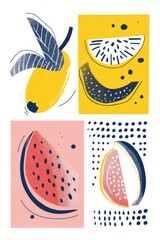 Obraz premium A Vibrant Summer Collage of Fresh Fruits in Bold Colors