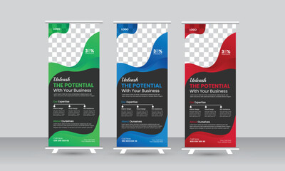 Modern clean professional business stand roll up banner design template 