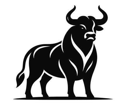 Bull silhouette on a white background vector illustration