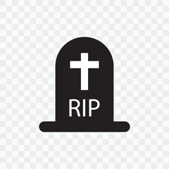 Obraz premium Grave Icon, vector, silhouette. Death icon, vector, Rip grave icon. Sign tombstone vector flat. Burial icon. Vector illustration.