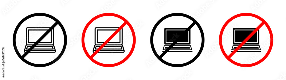 Poster no laptop use sign indicating restriction on using laptops in this zone