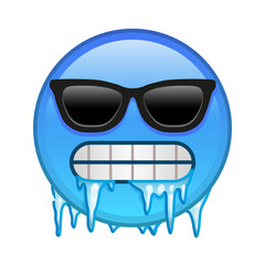 Freezing face with sunglasses Large size of yellow emoji smile