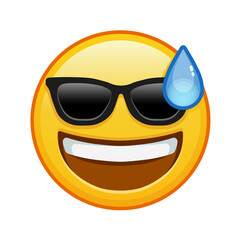 Smiling face in cold sweat with sunglasses Large size of yellow emoji smile
