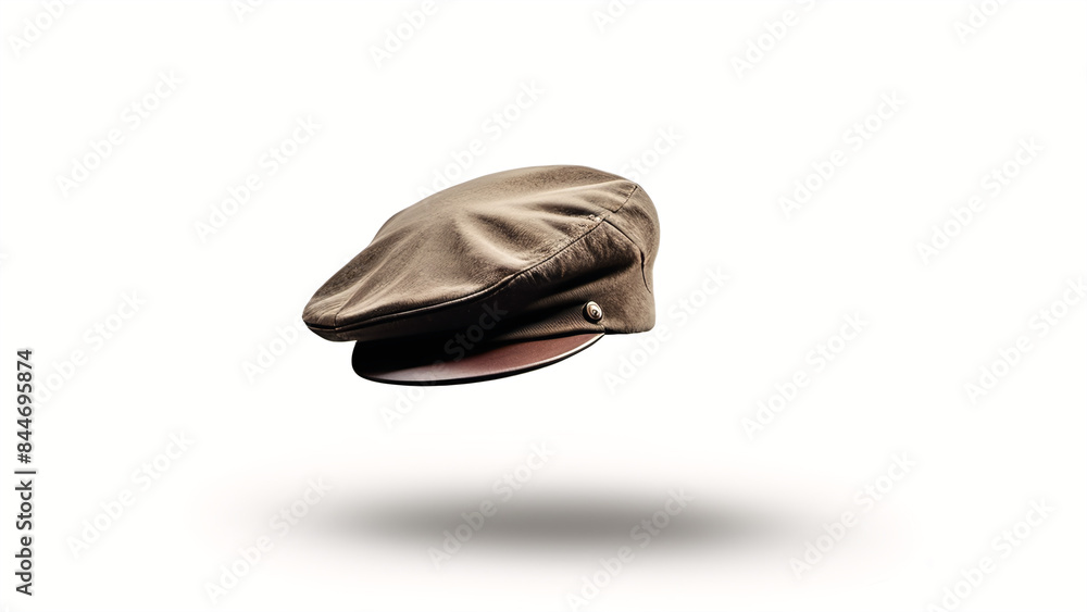 Wall mural brown flat cap isolated on white background