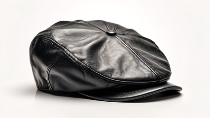 Naklejka premium black flat cap hat isolated on white background