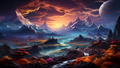 Naklejka premium Fantastic surreal landscape