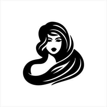 recommend clip art: luxury beauty woman black logo design silhouette with white background.