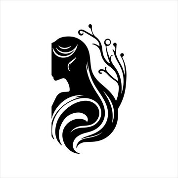 recommend clip art: luxury beauty woman black logo design silhouette with white background.