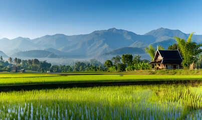 Growing rice and grains by farmers Cultivation and production
