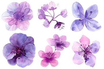 Watercolor Floral Collection of Spring Flower Blossoms