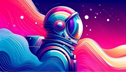  An abstract digital illustration of a man astronaut in a space suit
