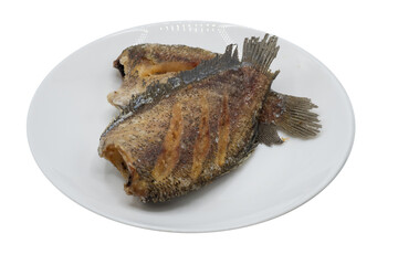 Crispy Gouramy Fish on white plate
