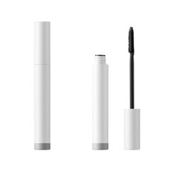 blank mascara brush on White Background, White Lip Gloss, Lipstick Package Set