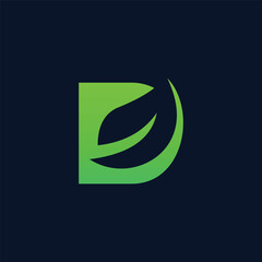 letter D and leaf logo vector abstract gradient