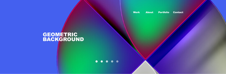 Naklejka premium Round triangles and squares web site page template. Vector Illustration For Wallpaper, Banner, Background, Card, Book Illustration, landing page