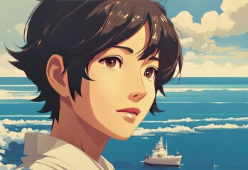 character illustrations of a married couple in anime and cartoon style.