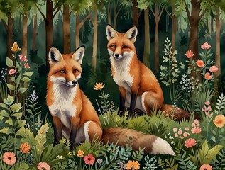 Fototapeta premium red fox in the forest