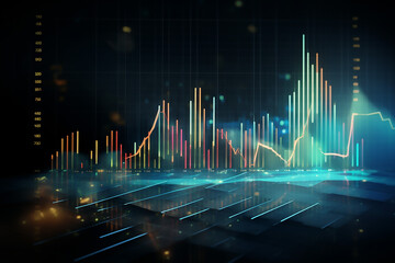 Banner with abstract financial charts uptrend line chart