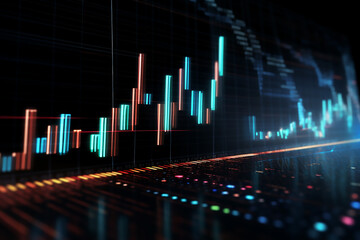 Banner with abstract financial charts uptrend line chart