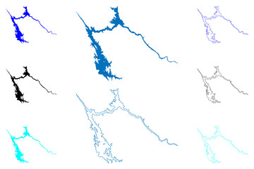 Lake McClure Reservoir (United States of America, North America, us, usa, California) map vector illustration, scribble sketch New Exchequer Dam map