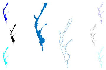 Fototapeta premium Lake Memphremagog (Canada, United States, North America, us) map vector illustration, scribble sketch Lac Memphrémagog map