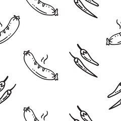 food and beverage seamless pattern in hand drawn style pattern background