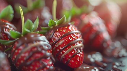 Strawberries decorated with chocolate