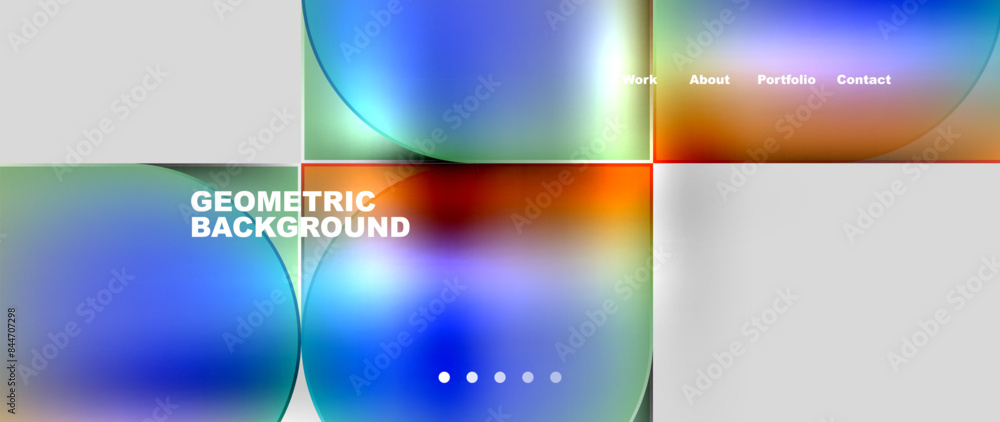 Aufkleber bright colorful squares with round elements minimal geometric background. vector illustration for wa