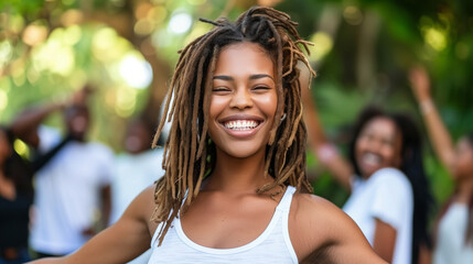 smiling woman at the party