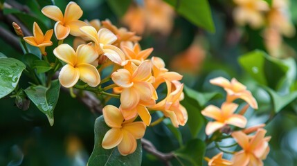 Fototapeta premium Orange Jasmine blooms located in the roads of Phnom Penh
