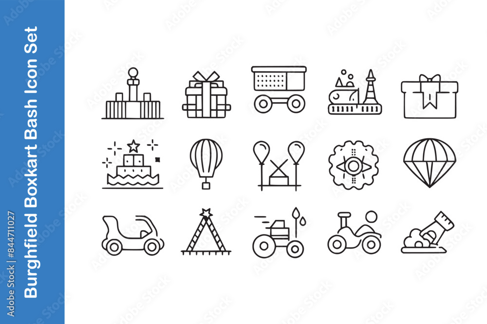 Fototapete burghfield boxkart bash day icon set with vector.