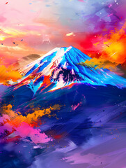 japanese temple in the morning with mount fuji as a background