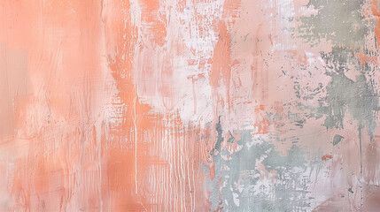 Fototapeta premium Rustic Textured Wall with Soft Pastels Color Washing Technique. Beautifully textured wall with aged effect. Palette of peach with subtle variations in hue and tonality. High-resolution. 
