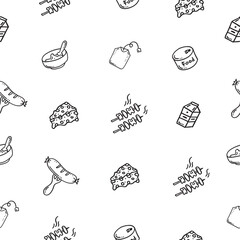 food and beverage seamless pattern in hand drawn style pattern background