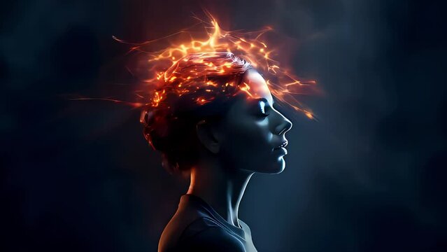 Video of woman developing her emotional intelligence. Concept exploring the mind, self-discovery, introspection, thinking process.