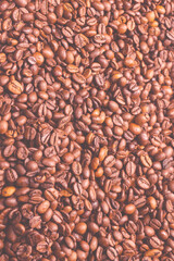 Coffee beans on a white background. Top view.