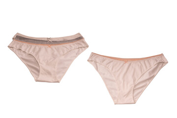 Women cotton panties isolated on white background.