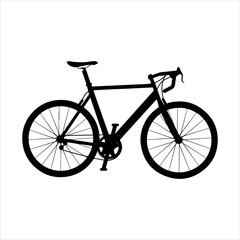 Fototapeta premium Sports bicycle side view silhouette isolated on white background. Bicycle icon vector illustration design.