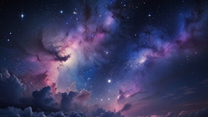 Beautiful nebulae and stars in the night sky. Supernova background wallpaper